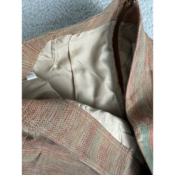 Ann Taylor Loft Womens Woven Mini Skirt Sz 14 Brown Multi-Color Side Zipper NWT - Picture 9 of 12